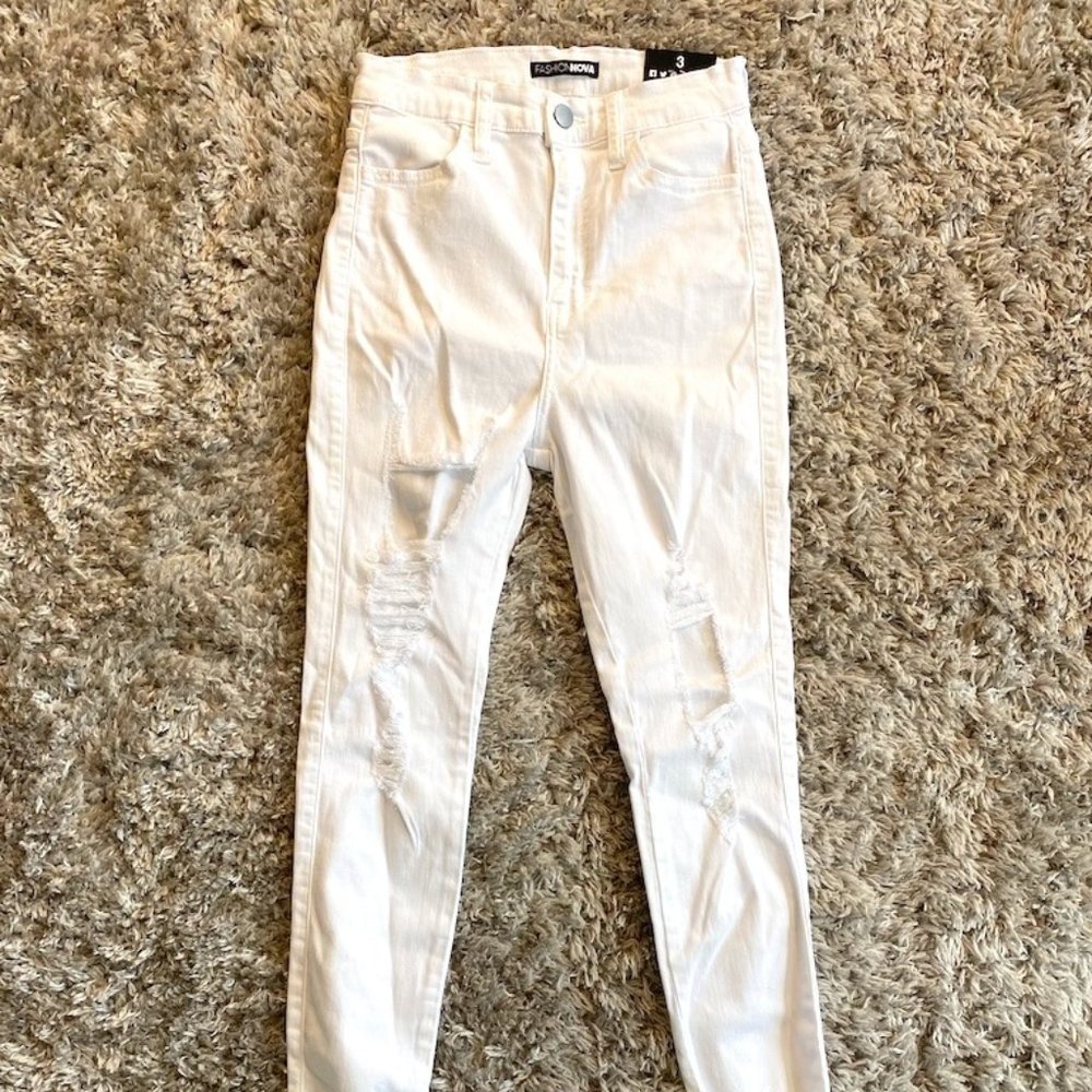 Skinny Ripped White Jeans